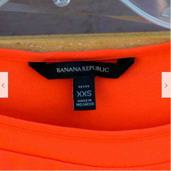 Lot of 2 Career Blouses Banana Republic LOFT Orange Ruffle Black Bow Sz XXSP - Picture 3 of 4